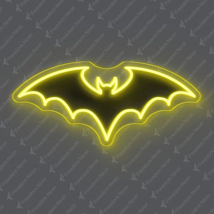 Lemon Yellow Bat Neon Sign