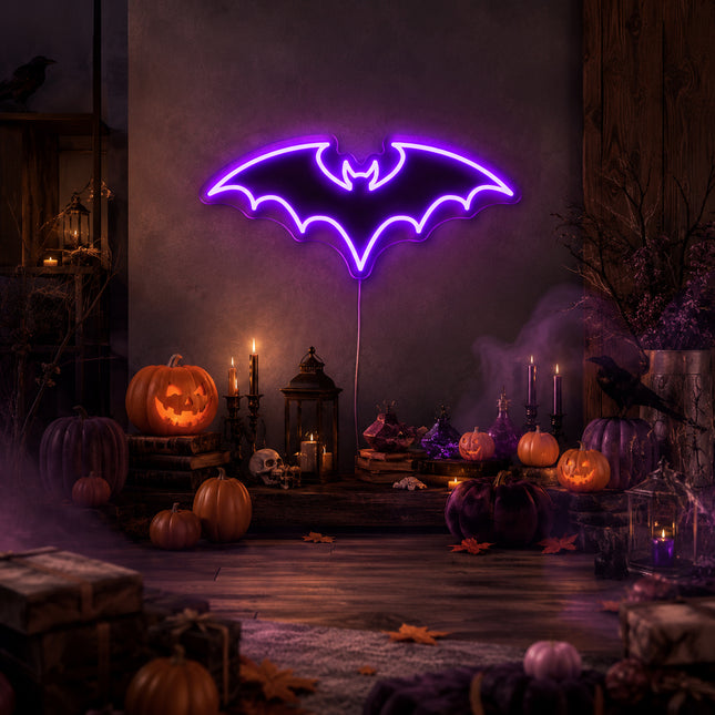 Purple Bat Neon Sign