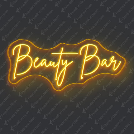 Golden Yellow Beauty Bar Neon Sign