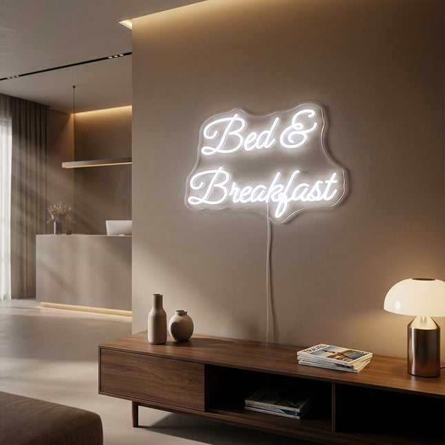 White Bed & Breakfast Neon Sign