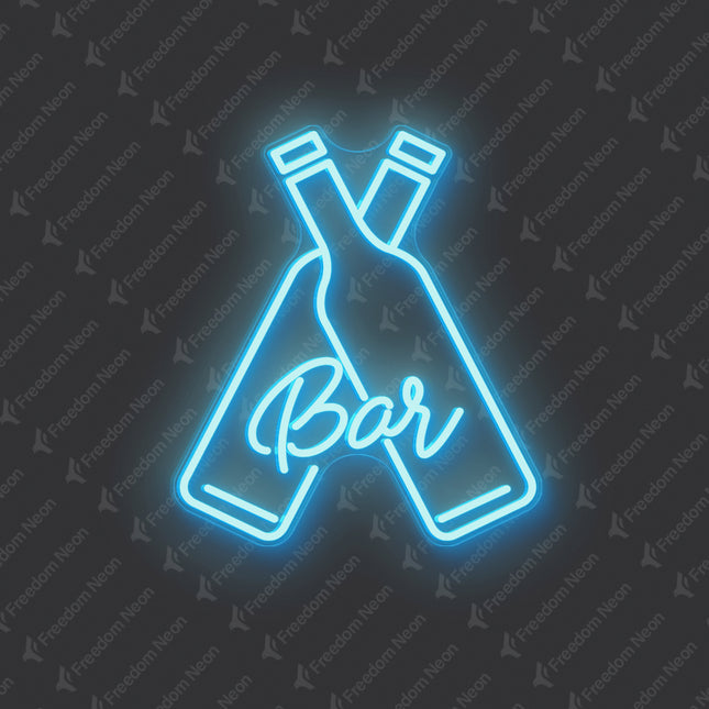 Ice Blue Beer Bottles Bar Neon Sign