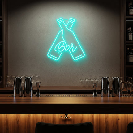 Mint Beer Bottles Bar Neon Sign