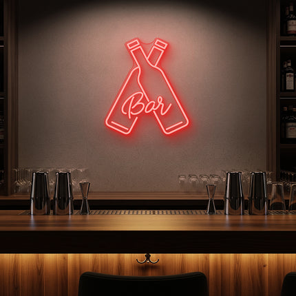 Red Beer Bottles Bar Neon Sign