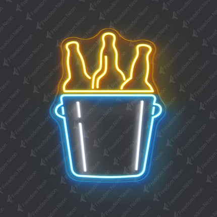 Golden Yellow Beer Bucket Neon Sign