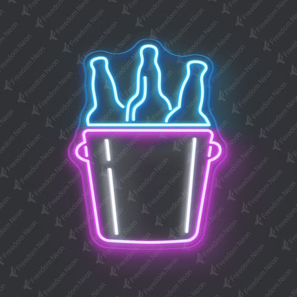 Ice Blue Beer Bucket Neon Sign