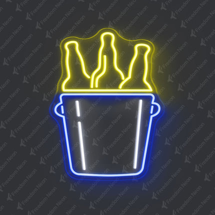Lemon Yellow Beer Bucket Neon Sign