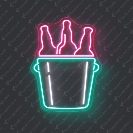 Light Pink Beer Bucket Neon Sign
