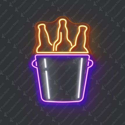 Orange Beer Bucket Neon Sign