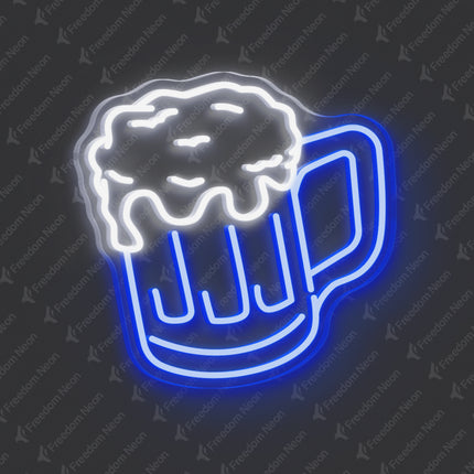 Blue Beer Mug Neon Sign