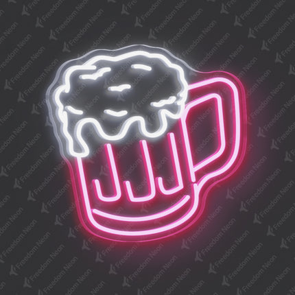Light Pink Beer Mug Neon Sign