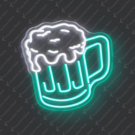 Mint Green Beer Mug Neon Sign