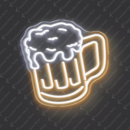 Warm White Beer Mug Neon Sign