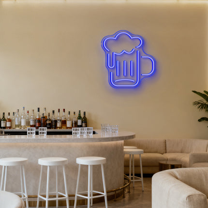 Blue Beer Mug Neon Sign