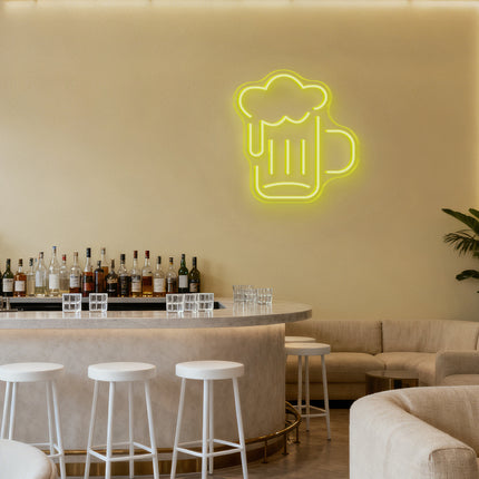 Lemon Yellow Beer Mug Neon Sign