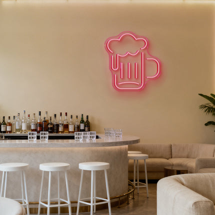 Light Pink Beer Mug Neon Sign