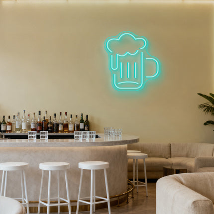 Mint Green Beer Mug Neon Sign