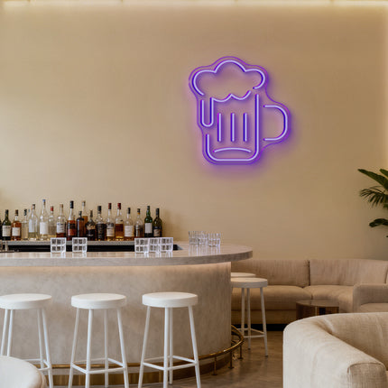 Purple Beer Mug Neon Sign
