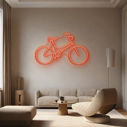 Orange Bicycle Neon Sign