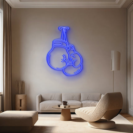 Blue Boxing Gloves Neon Sign
