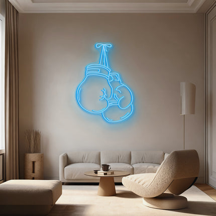Ice Blue Boxing Gloves Neon Sign
