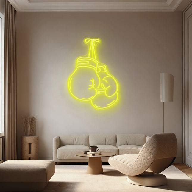 Lemon Yellow Boxing Gloves Neon Sign