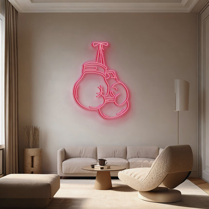 Light Pink Boxing Gloves Neon Sign