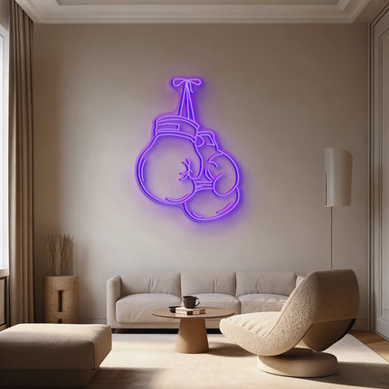Purple Boxing Gloves Neon Sign