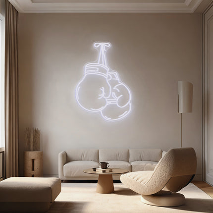 White Boxing Gloves Neon Sign