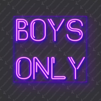 Purple Boys Only Neon Sign
