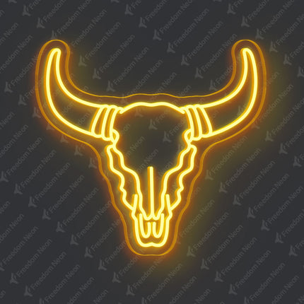 Golden Yellow Bull Skull Neon Sign 2.0