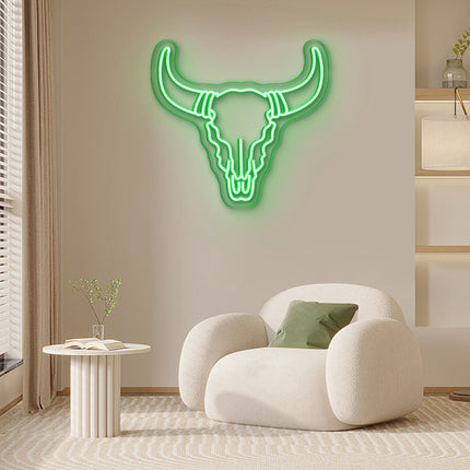 Green Bull Skull Neon Sign 2.0