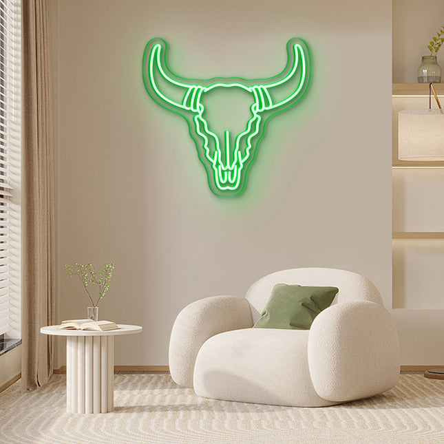 Green Bull Skull Neon Sign 2.0