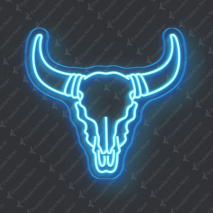 Ice Blue Bull Skull Neon Sign 2.0