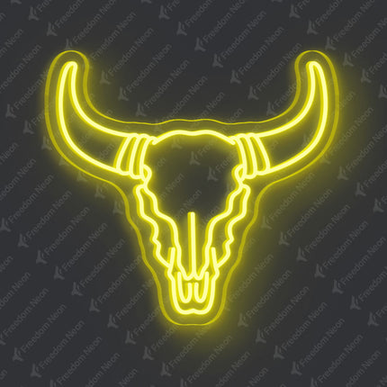Lemon Yellow Bull Skull Neon Sign 2.0
