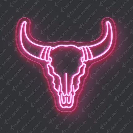 Light Pink Bull Skull Neon Sign 2.0