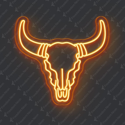 Orange Bull Skull Neon Sign 2.0