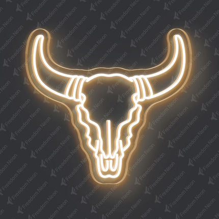 Warm White Bull Skull Neon Sign 2.0