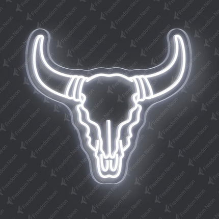 White Bull Skull Neon Sign 2.0