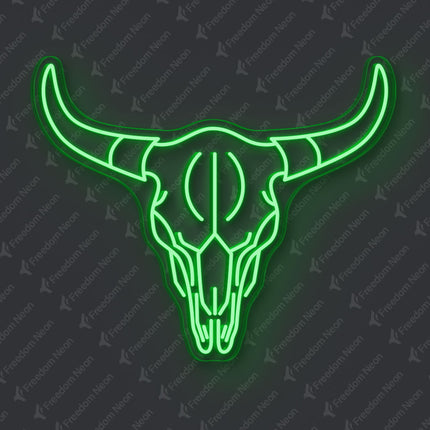 Green Bull Skull Neon Sign