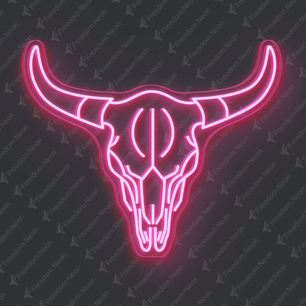 Light Pink Bull Skull Neon Sign