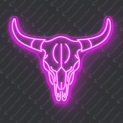 Pink Bull Skull Neon Sign