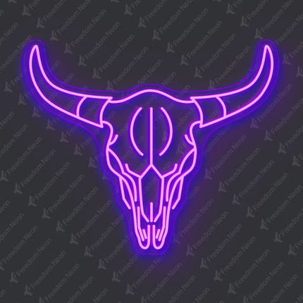 Purple Bull Skull Neon Sign
