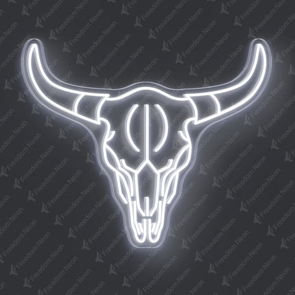 White Bull Skull Neon Sign