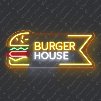 Golden Yellow Burger House Neon Sign