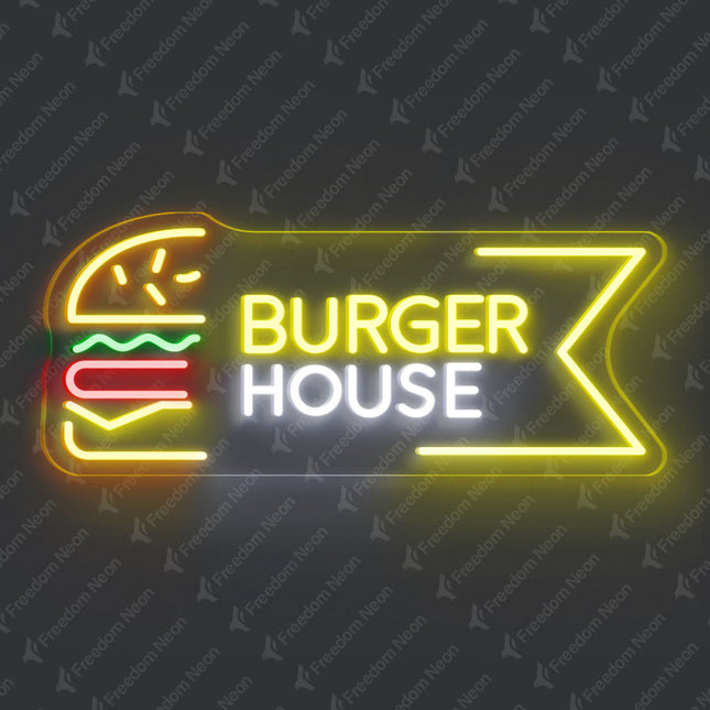 Lemon Yellow Burger House Neon Sign