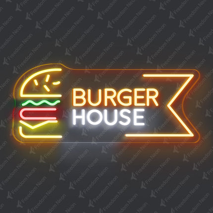 Orange Burger House Neon Sign