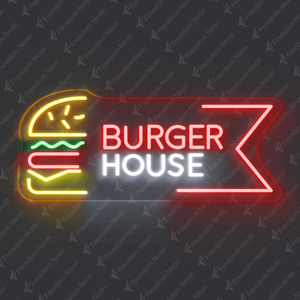 Red Burger House Neon Sign