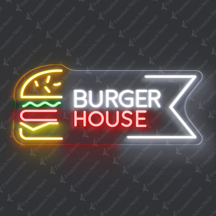 White Burger House Neon Sign