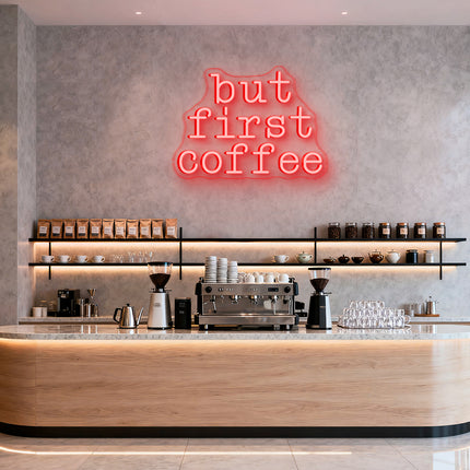 Red "But First Coffee" Neon Sign