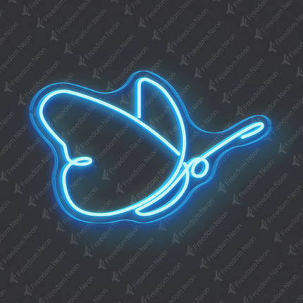 Ice Blue Butterfly Neon Sign
